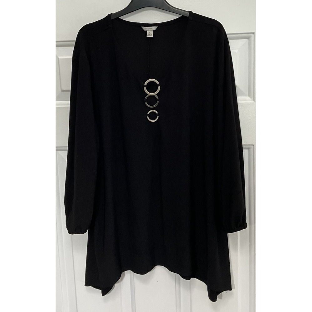 Cato Fashions EST 1846 Black Long Sleeve Stretchy Soft Blouse Women's XL